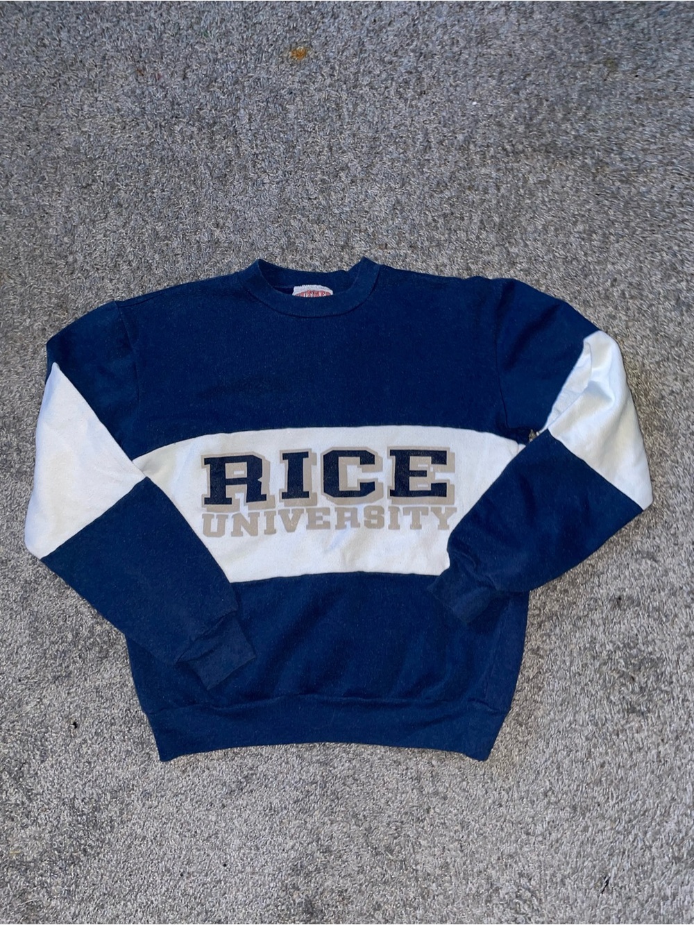 Rice University Navy and White Crewneck Sweater nutmeg vintage rare